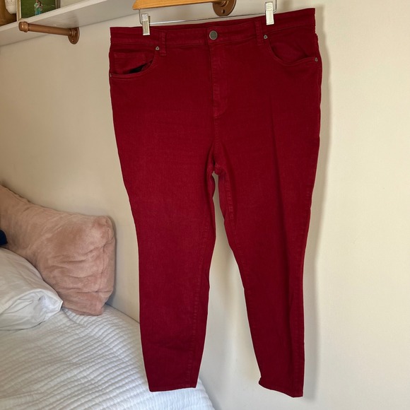 Kut from the Kloth Denim - Kut from the Kloth High Rise Ankle Skinny Jeans Burgundy Red Womens 18W